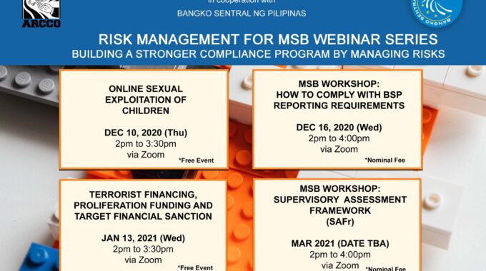 Upcoming Risk Management Webinar Series For MSBs